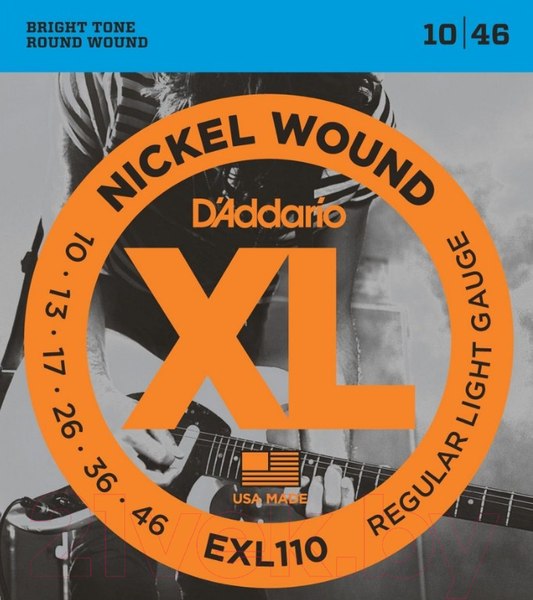 Изображение товара Струны для электрогитары D'Addario EXL110 Regular Light 10-46 (никель)