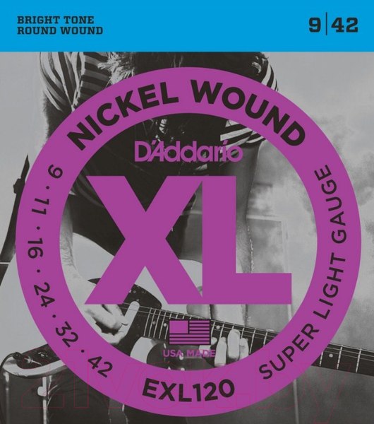 Изображение товара Струны для электрогитары D'Addario EXL120 Super Light 9-42 (никель)