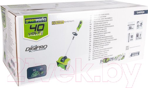 Изображение товара Снегоуборщик аккумуляторный Greenworks GD40SS 40V / 2600807UG (с АКБ 5Ач и ЗУ)
