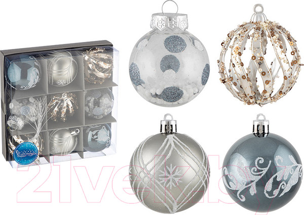 Изображение товара Набор шаров новогодних Волшебная страна SYQB1-0123102 / 106337 (9шт)