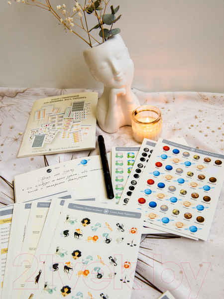 Изображение товара Набор наклеек Gothic Kotik Production Лаки Сан для книги мага, блокнота и дневника таролога