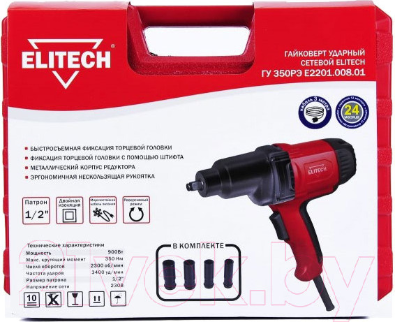 Изображение товара Гайковерт Elitech ГУ 350РЭ E2201.008.01