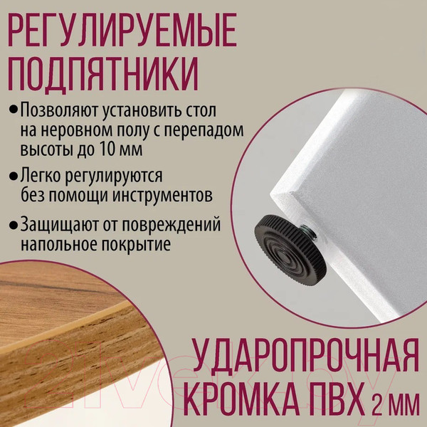 Изображение товара Обеденный стол Millwood Лофт Мюнхен Л 130x80x75 (дуб золотой Craft/металл белый)