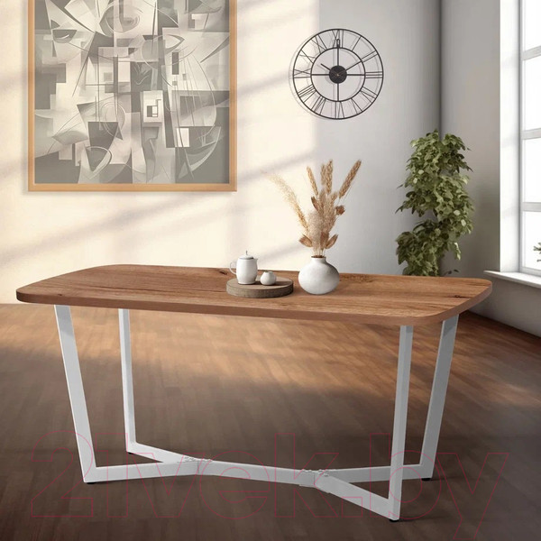 Изображение товара Обеденный стол Millwood Лофт Мюнхен Л 160x80x75 (дуб табачный Craft/металл белый)