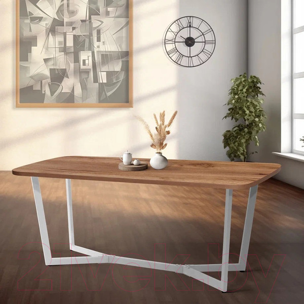 Изображение товара Обеденный стол Millwood Лофт Мюнхен Л 180x90x75 (дуб табачный Craft/металл белый)