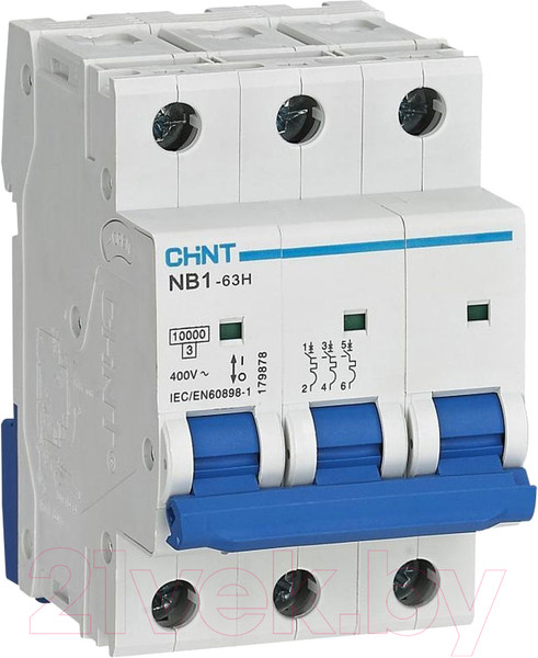 Изображение товара Выключатель автоматический Chint NB1-63H 3P 40A 10кА D (R) / 179889