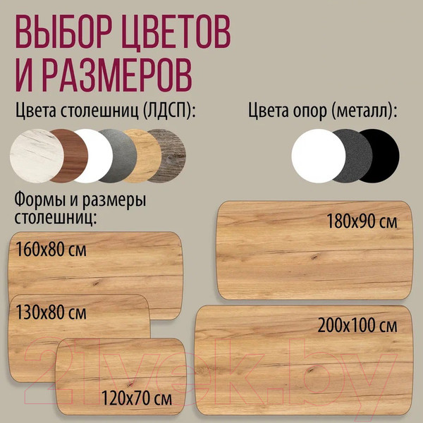 Изображение товара Обеденный стол Millwood Лофт Мюнхен Л 200x100x75 (дуб золотой Craft/металл белый)