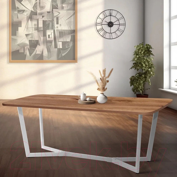 Изображение товара Обеденный стол Millwood Лофт Мюнхен Л 200x100x75 (дуб табачный Craft/металл белый)