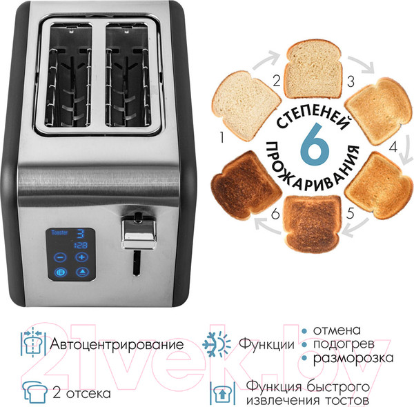 Изображение товара Тостер Tuarex TK-6002 (черный/стальной)