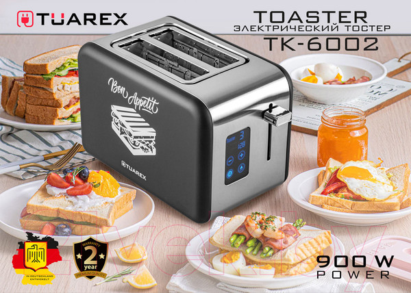 Изображение товара Тостер Tuarex TK-6002 (черный/стальной)