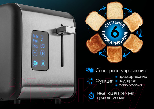 Изображение товара Тостер Tuarex TK-6002 (черный/стальной)