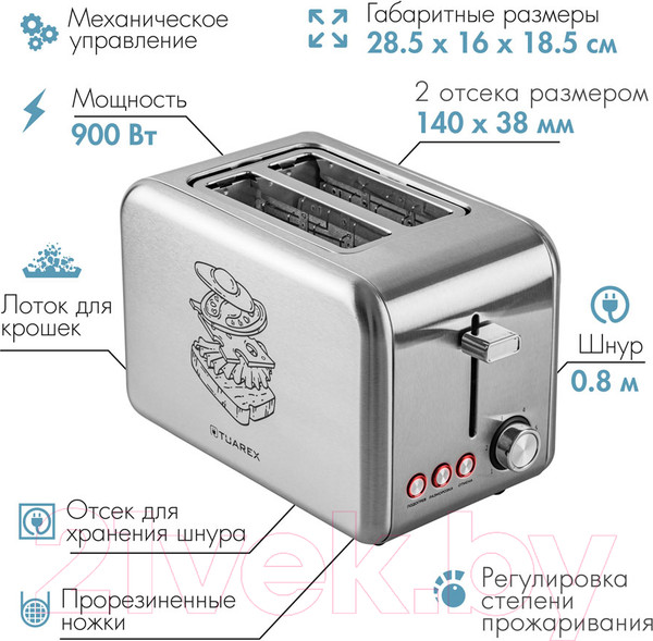 Изображение товара Тостер Tuarex TK-6001 (стальной)