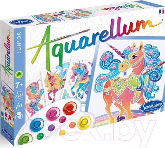 Изображение товара Набор для творчества SentoSphere Акварельная раскраска Единороги / 6507