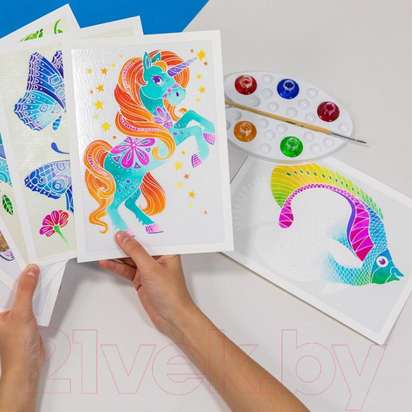 Изображение товара Набор для творчества SentoSphere Акварельная раскраска Единороги / 6507