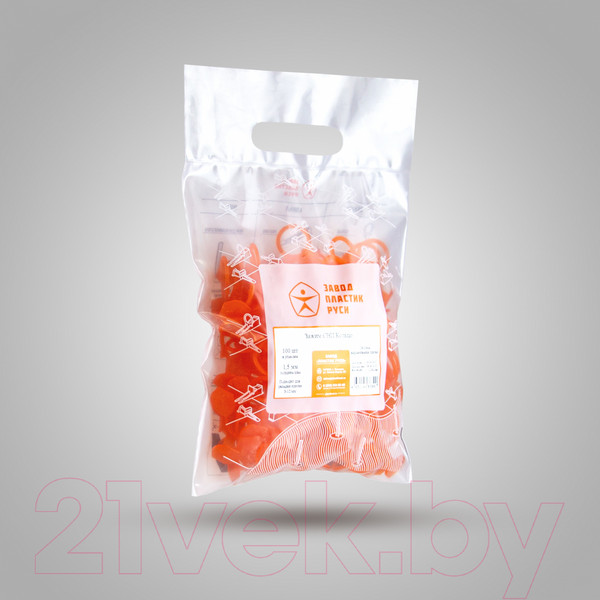 Изображение товара Клипсы для выравнивания плитки Пластик Руси Кольцо 1.5мм (100шт, оранжевый)