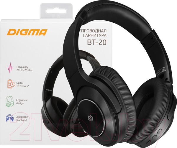Изображение товара Беспроводные наушники Digma BT-20 ANC (черный)