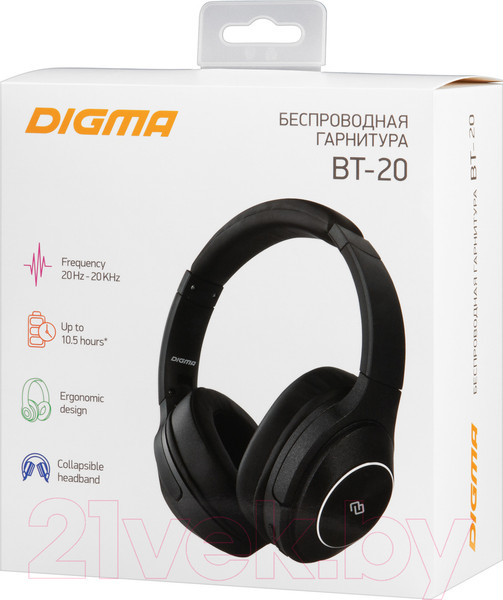 Изображение товара Беспроводные наушники Digma BT-20 ANC (черный)