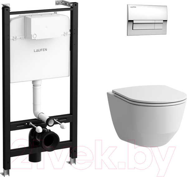 Изображение товара Унитаз подвесной с инсталляцией Laufen Pro ZRU9307615 (с сиденьем)