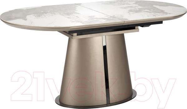 Изображение товара Обеденный стол Halmar Robinson 160-200x90x76 (бежевый мрамор/капучино/черный)
