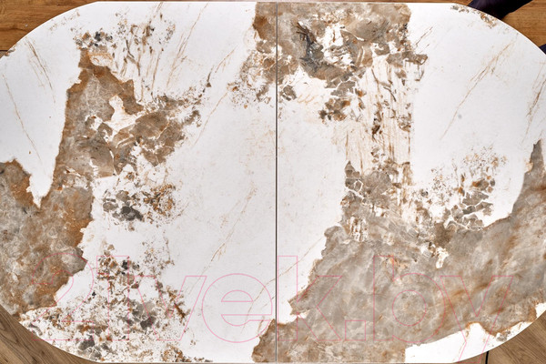 Изображение товара Обеденный стол Halmar Robinson 160-200x90x76 (бежевый мрамор/капучино/черный)