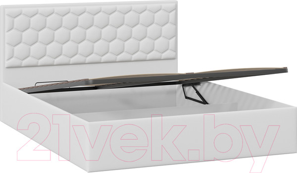 Изображение товара Двуспальная кровать ТриЯ Порто универсальная с ПМ 160x200 (экокожа белый Polo)
