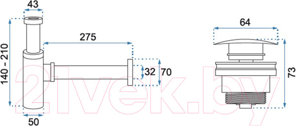 Изображение товара Сифон REA Click Clack A8541 (розовое золото)
