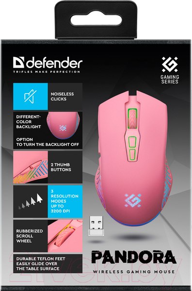 Изображение товара Мышь Defender Pandora GM-502 / 52501 (розовый)