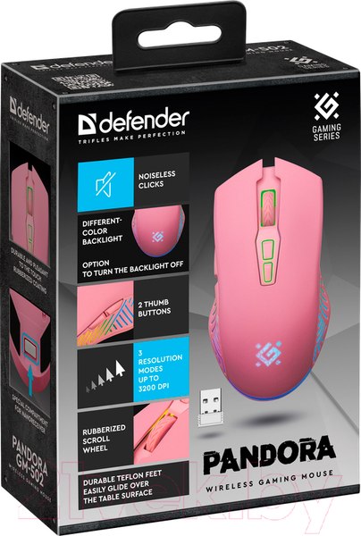 Изображение товара Мышь Defender Pandora GM-502 / 52501 (розовый)