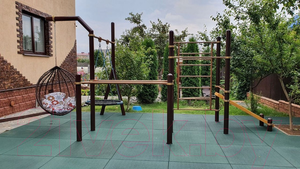 Изображение товара Резиновая плитка Rubtex Mats Games 1000x1000x40 рельеф (зеленый)