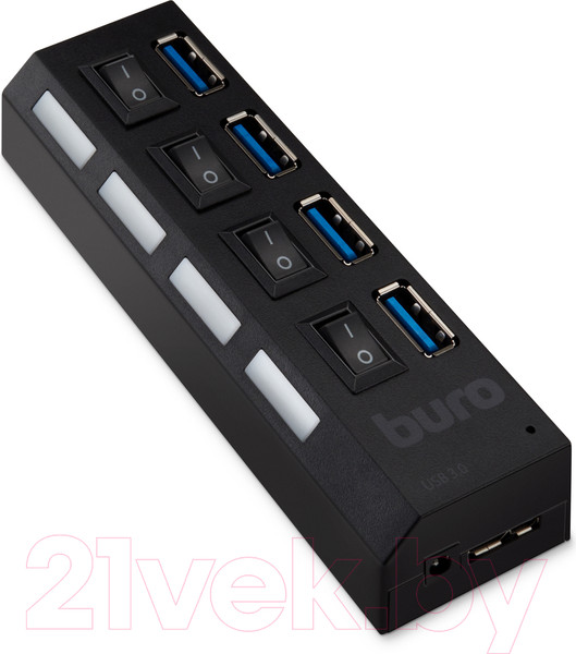 Изображение товара USB-хаб Buro BU-HUB4-U3.0-L (черный)