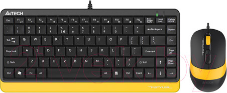 Изображение товара Комплект клавиатура и мышь A4Tech Fstyler F1110 (черный/желтый)