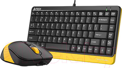 Изображение товара Комплект клавиатура и мышь A4Tech Fstyler F1110 (черный/желтый)