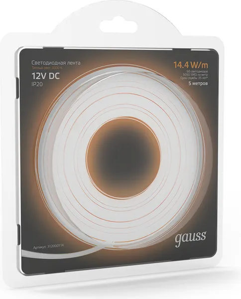Изображение товара Светодиодная лента Gauss 312000114 (теплый белый)