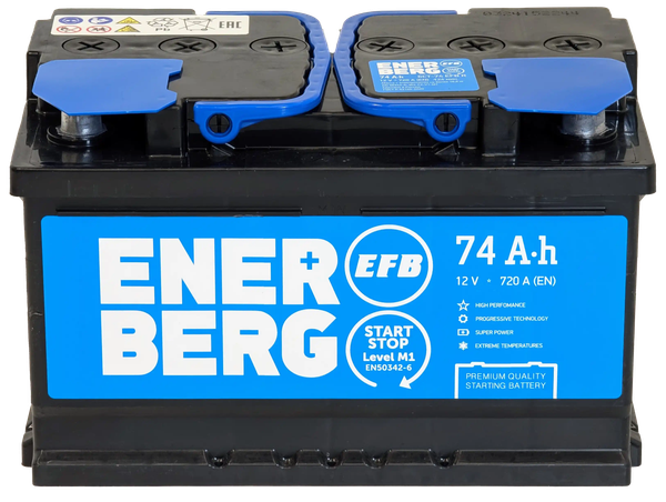 Изображение товара Автомобильный аккумулятор Enerberg 6СТ-74R EFB R+ низкий 720A (74 А/ч)