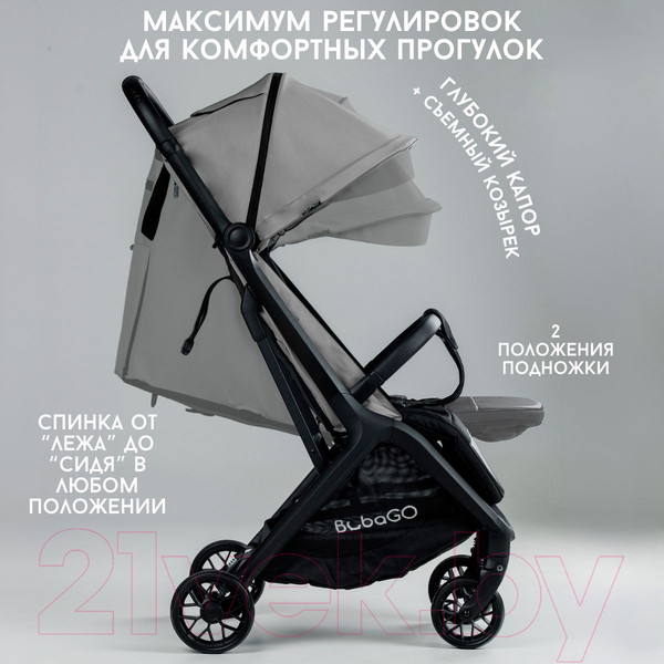 Изображение товара Детская прогулочная коляска Bubago Luna / BG 116-3 (серый)