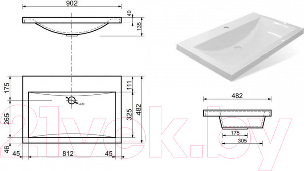Изображение товара Умывальник Эстет Monaco Silk 90x48 / ФР-00014395