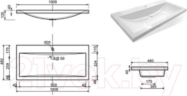 Изображение товара Умывальник Эстет Monaco Silk 100x48 / ФР-00014948