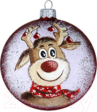 Изображение товара Шар новогодний Декарт Новогодний олень 8Ш0090 (10см, красный)