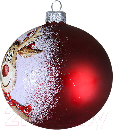 Изображение товара Шар новогодний Декарт Новогодний олень 8Ш0090 (10см, красный)