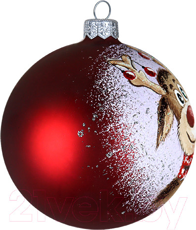 Изображение товара Шар новогодний Декарт Новогодний олень 8Ш0090 (10см, красный)