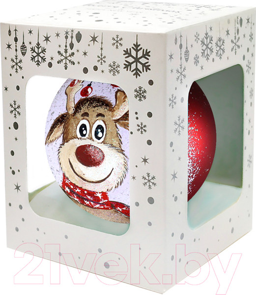 Изображение товара Шар новогодний Декарт Новогодний олень 8Ш0090 (10см, красный)