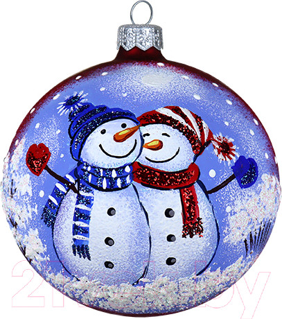 Изображение товара Шар новогодний Декарт Пара снеговиков 8Ш0091 (10см, красный)