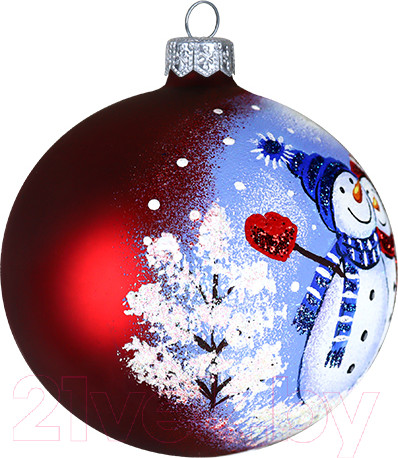 Изображение товара Шар новогодний Декарт Пара снеговиков 8Ш0091 (10см, красный)