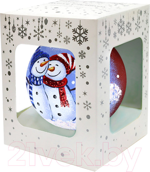 Изображение товара Шар новогодний Декарт Пара снеговиков 8Ш0091 (10см, красный)