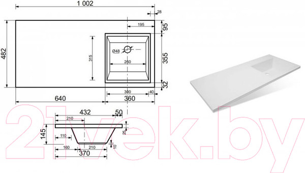 Изображение товара Умывальник Эстет Dallas Silk 110x48 R / ФР-00015077