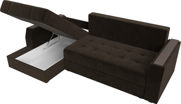 Изображение товара Диван угловой Лига Диванов Эмир БС левый (микровельвет коричневый)