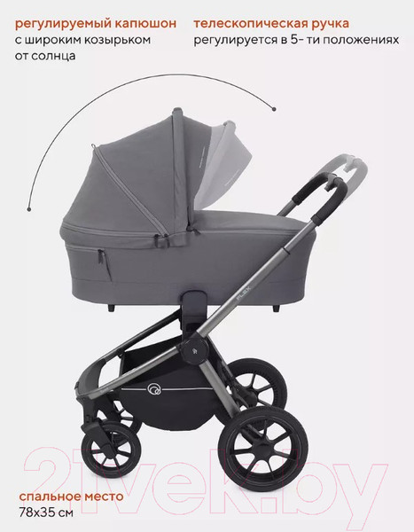 Изображение товара Детская универсальная коляска Rant Flex Pro 2 в 1 2023 / RA074 (серый)