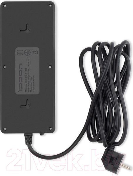 Изображение товара Сетевой фильтр IPPON BK-8-EU-5-16-B (5м, 8 розеток, черный)