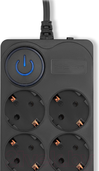 Изображение товара Сетевой фильтр IPPON BK-8-EU-5-16-B (5м, 8 розеток, черный)