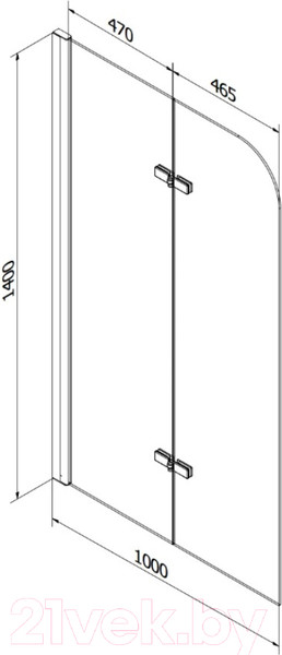 Изображение товара Стеклянная шторка для ванны Mexen Felix 80 / MEX-890-080-002-70-00